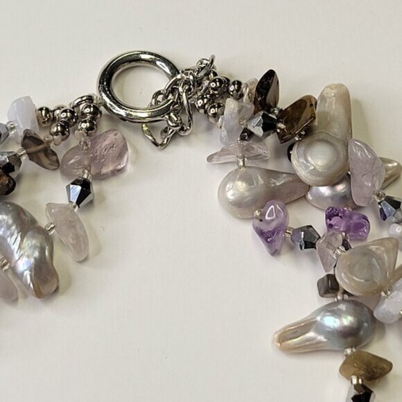 Multistrand Pearl Nugget Necklace Multistrand Pearl Necklace - Picture 9 of 14